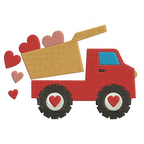 Valentine Truck Machine Embroidery Design