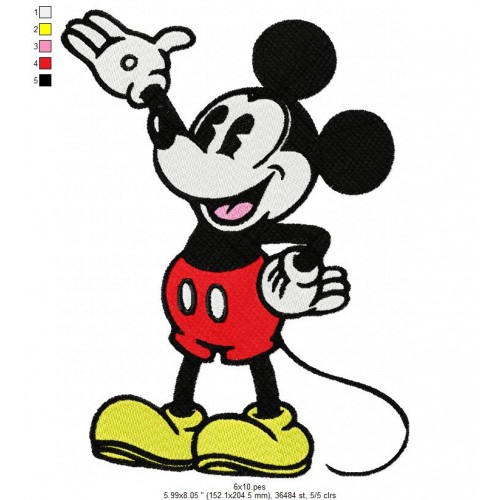 Vintage Mickey Mouse Embroidery Design