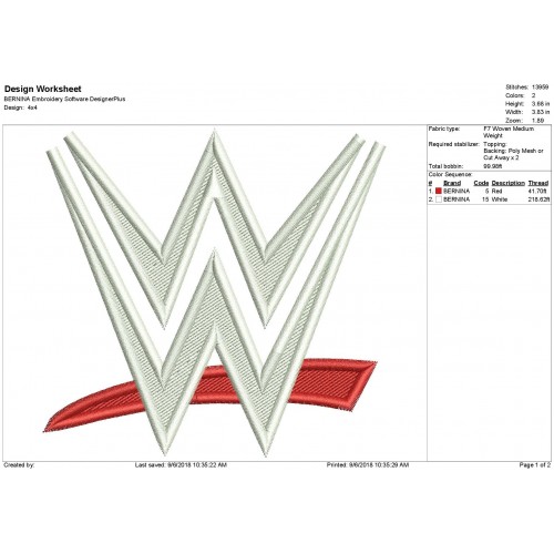 WWE Logo Embroidery Design