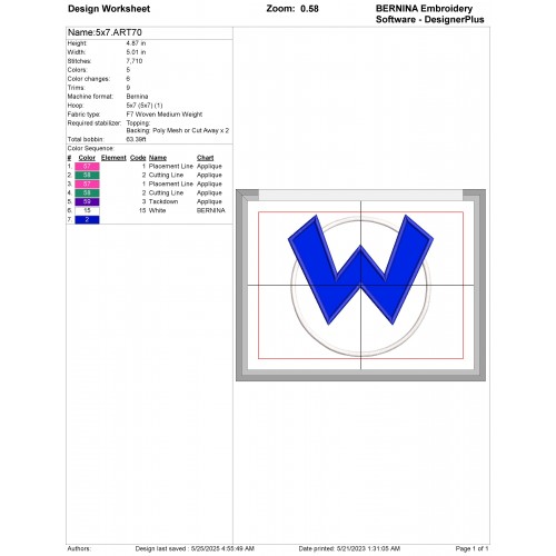 Wario W Applique Design Embr