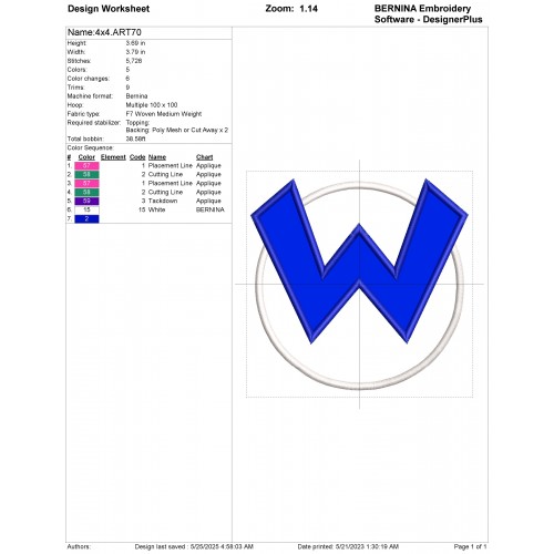 Wario W Applique Design Embr