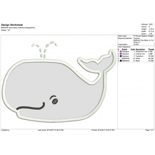 Whale Applique Design