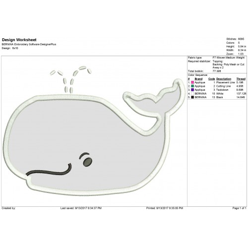 Whale Applique Design