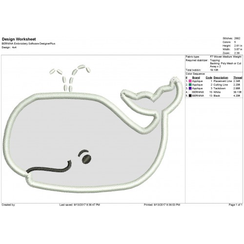 Whale Applique Design