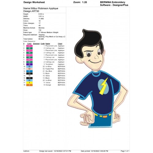 Wilbur Robinson Applique Design