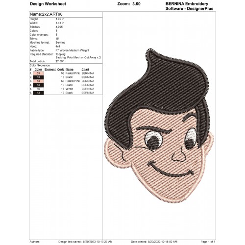 Wilbur Robinson Head Filling Stitch Embroidery Design
