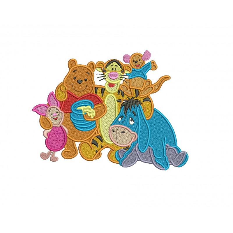 Winnie The Pooh and Friends Filled Stitch Embroidery Design