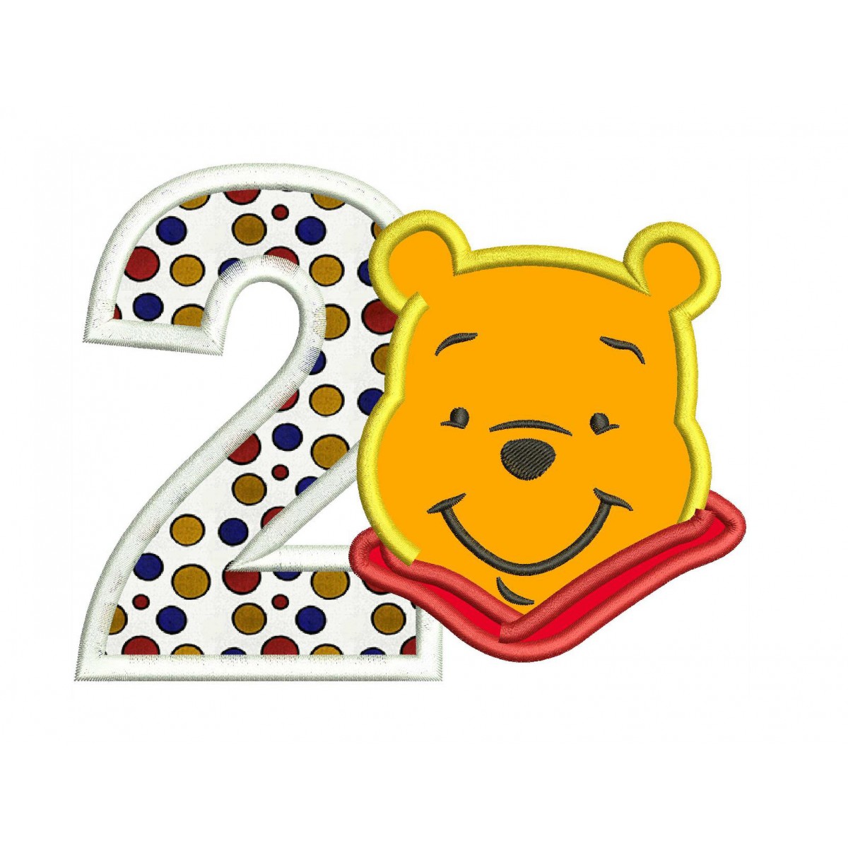 Winnie the Pooh 2nd Birthday Applique Design