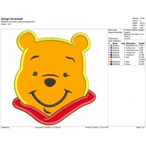 Winnie the Pooh Applique Design