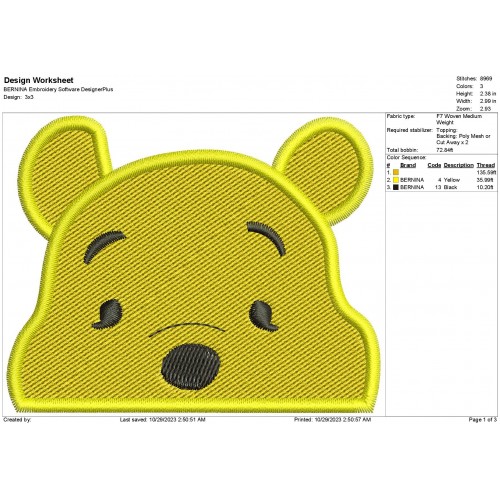 Winnie the Pooh Peeker Embroidery Design