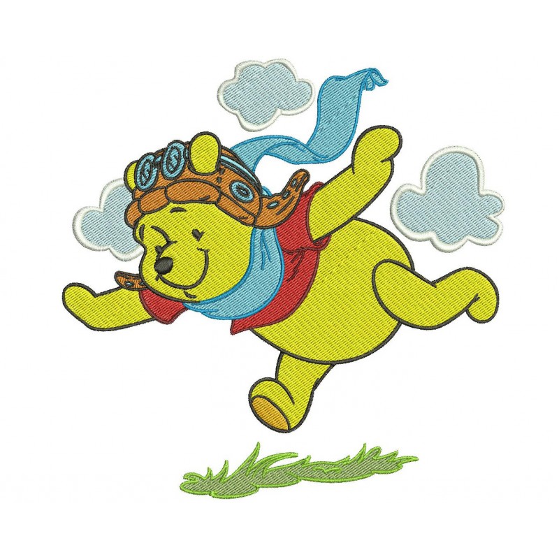 Winnie the Pooh Pilot Embroidery Design