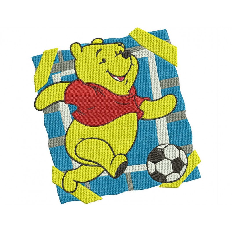 Winnie the Pooh Playing Soccer Embroidery Design