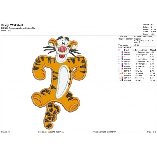 Winnie the Pooh Tigger Applique Design