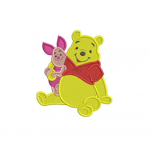 Winnie the Pooh and Piglet Fill Stitch Embroidery Design