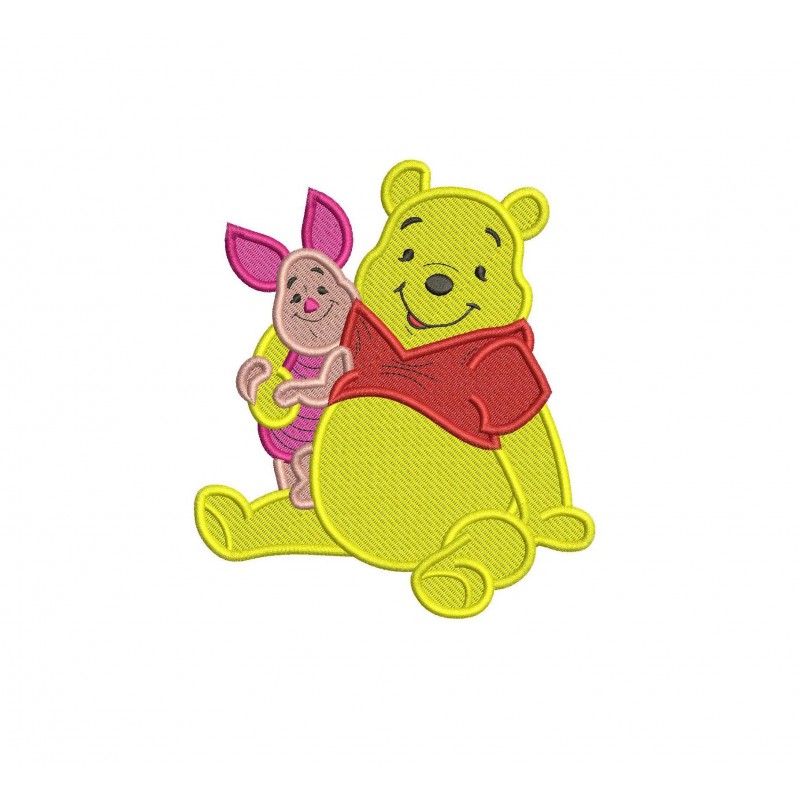 Winnie the Pooh and Piglet Fill Stitch Embroidery Design