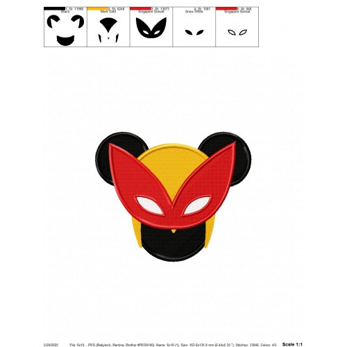 Wolverine Mickey Ears Embroidery Design Embr