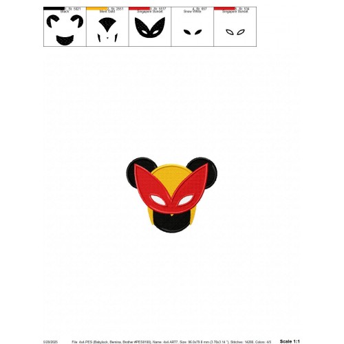 Wolverine Mickey Ears Embroidery Design Embr