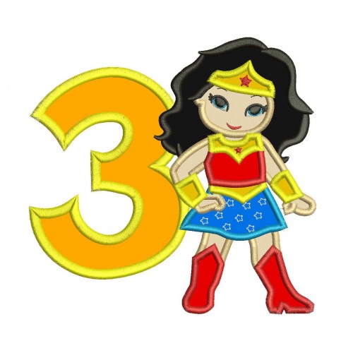 Wonder Woman 3rd Birthday Applique Design