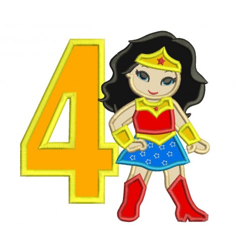 Wonder Woman 4th Birthday Applique Design