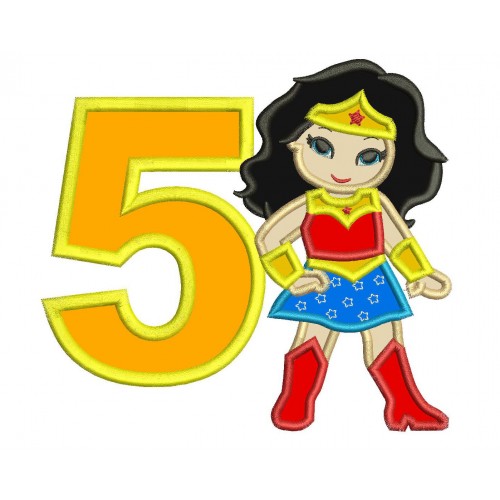 Wonder Woman 5th Birthday Applique Design