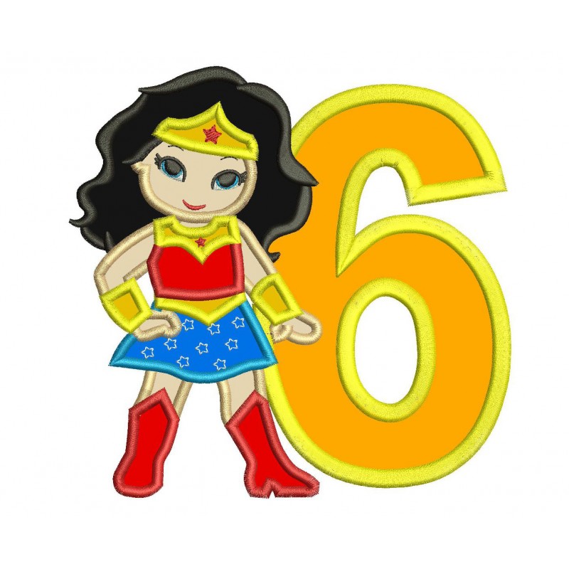 Wonder Woman 6th Birthday Applique Design