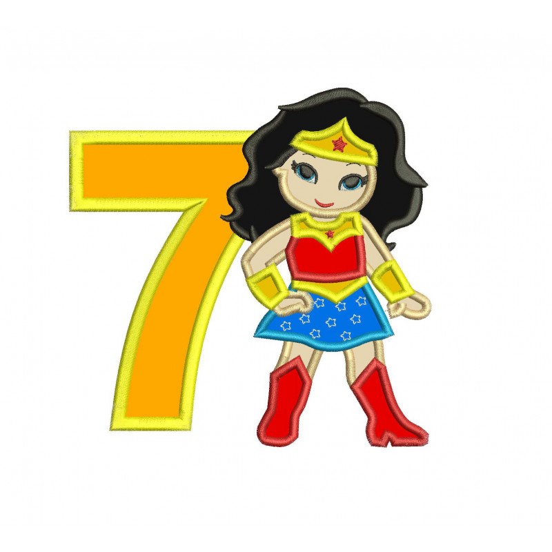 Wonder Woman 7th Birthday Applique Design