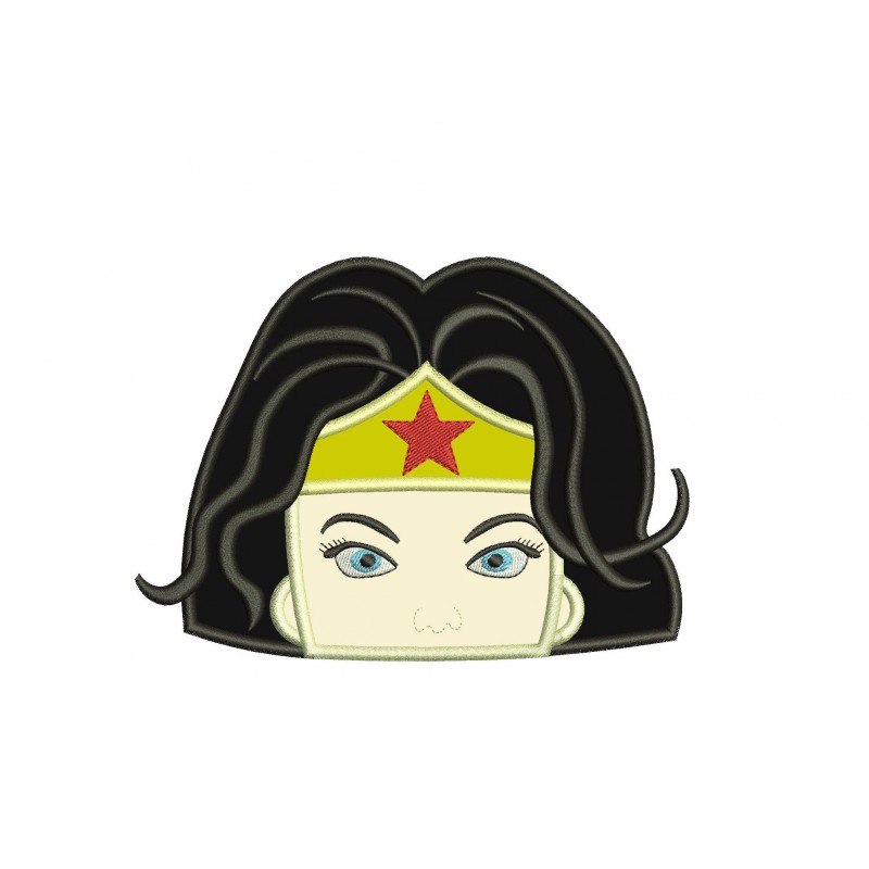 Wonder Woman Applique Wonder Girl Applique Wonder Woman Peeker Applique Design