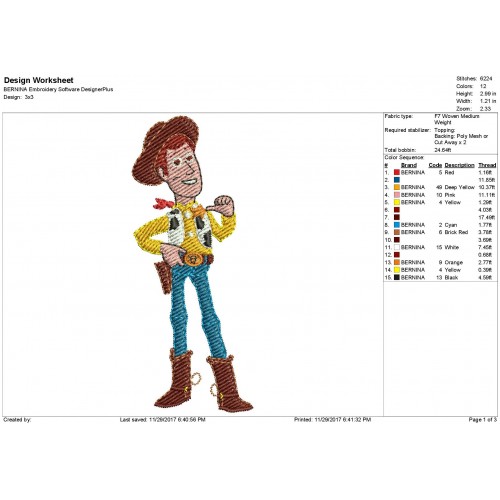 Woody Embroidery Design