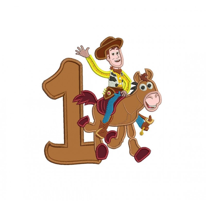 Woody and Bullseye Toy Story Number 1 Applique Design