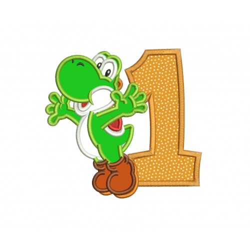 Yoshi Mario Number 1 Applique Design
