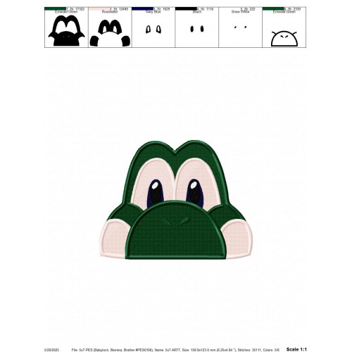 Yoshi Peeker Super Mario Embroidery Design Embr