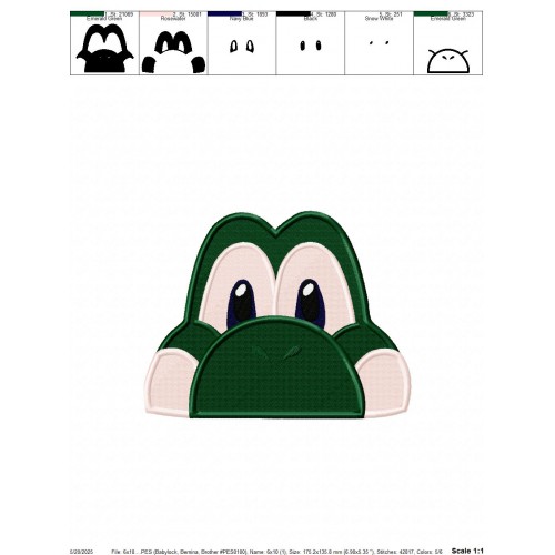 Yoshi Peeker Super Mario Embroidery Design Embr