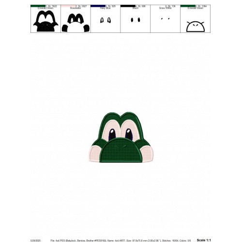 Yoshi Peeker Super Mario Embroidery Design Embr